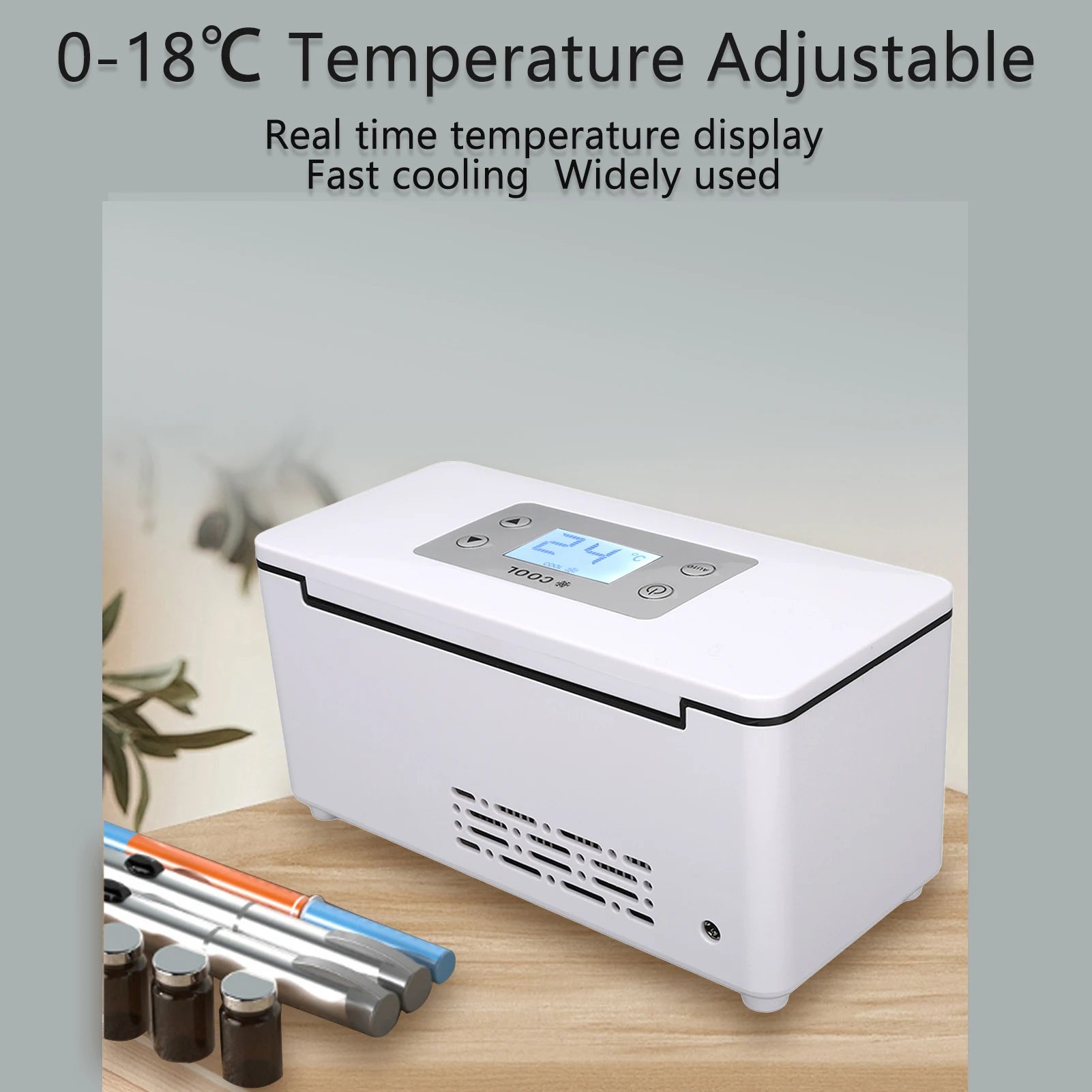 Car Refrigerator Portable Insulin Cooler Case USB Mini Constant Temperature LED Display Car Medicine Refrigerator Button Type