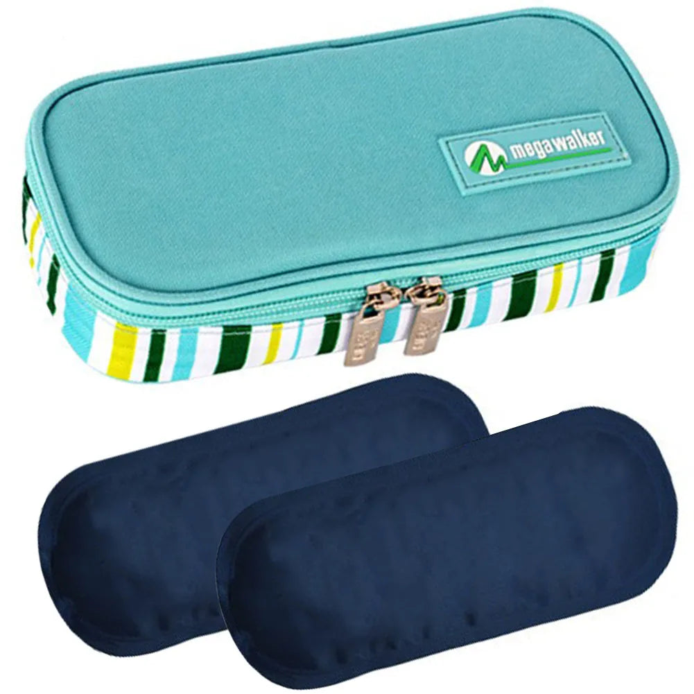 Insulin Cooler Bag Medication Cooler Bag with 2 Ice Packs Insulated Diabetic Bag Medicine Travel Carrying Case Diabetic Supplies