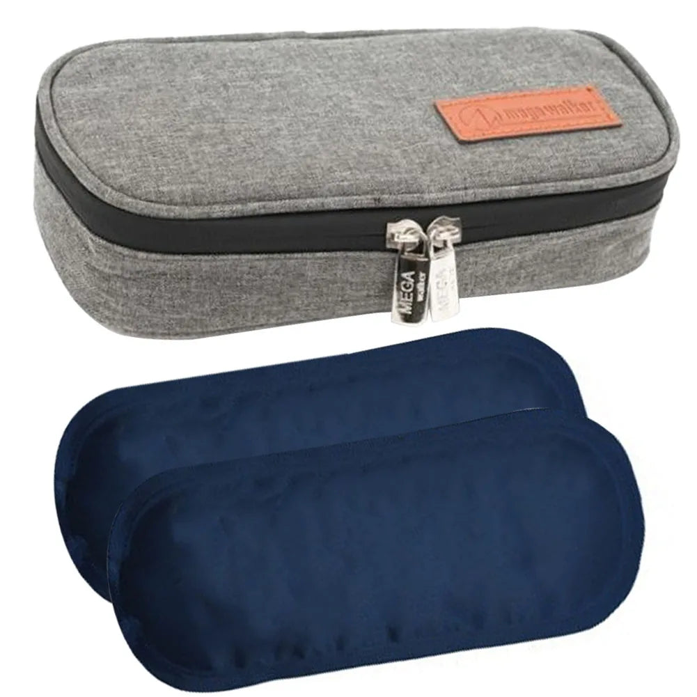 Insulin Cooler Bag Medication Cooler Bag with 2 Ice Packs Insulated Diabetic Bag Medicine Travel Carrying Case Diabetic Supplies